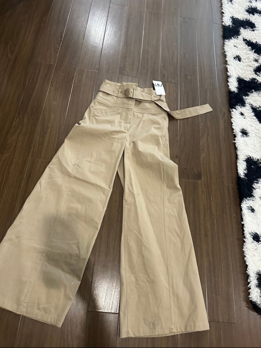 Zara Beige Belted Trousers